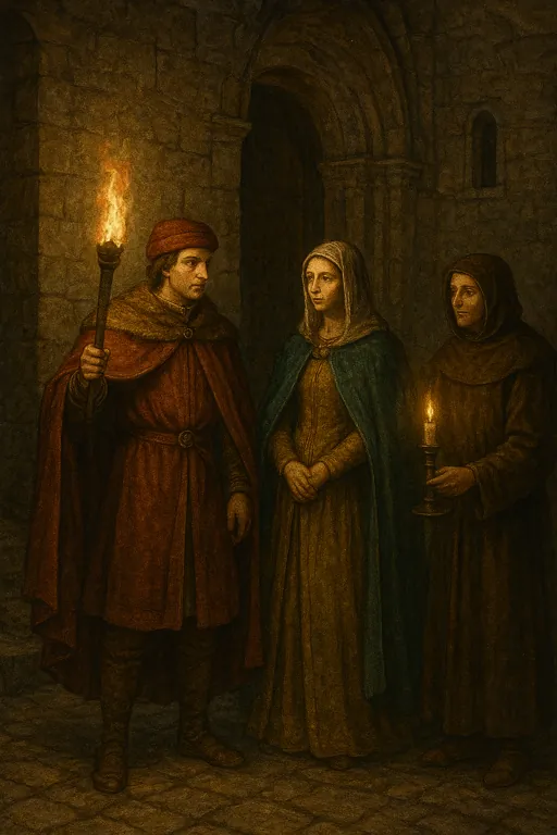 Iluminación medieval mostrando vestimentas de la época